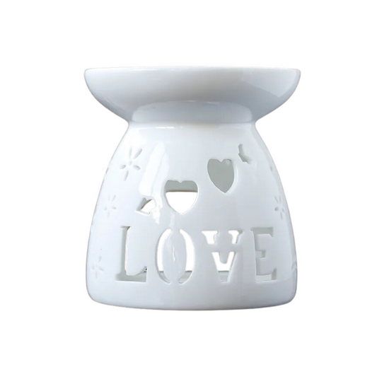 Brûle parfum en céramique avec coupelle - Motif "love"